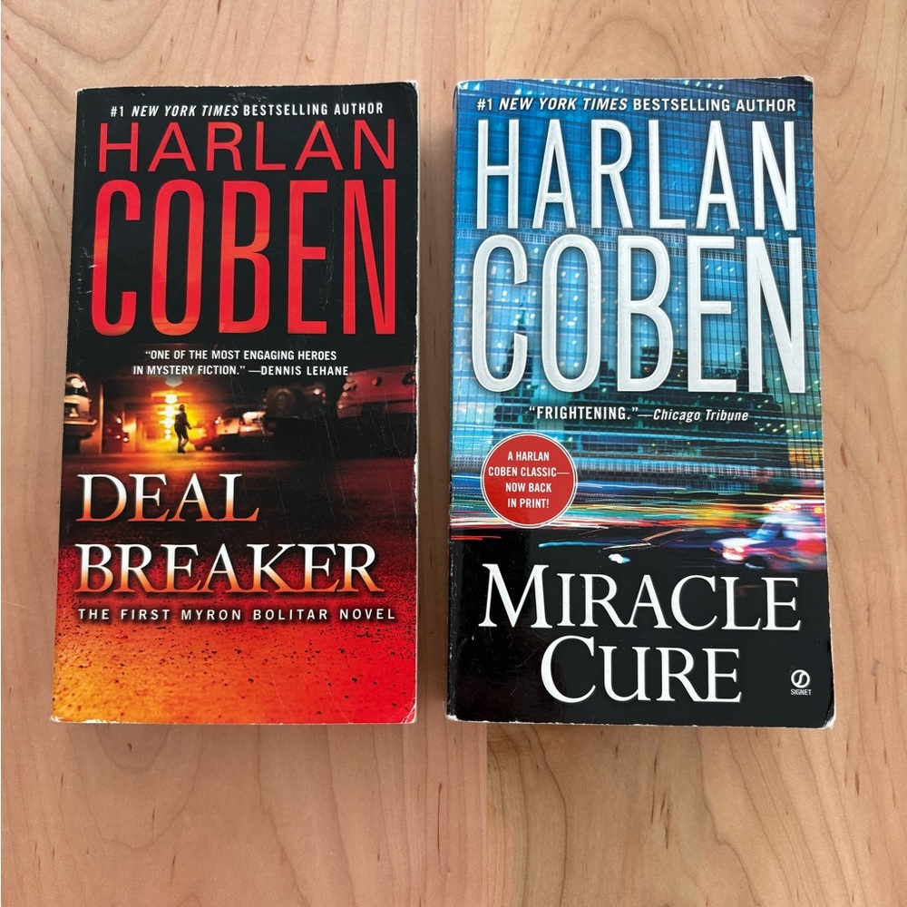 2 Harlan Coben Paperback Book Lot – Deal Breaker & Miracle Cure, Mystery,
